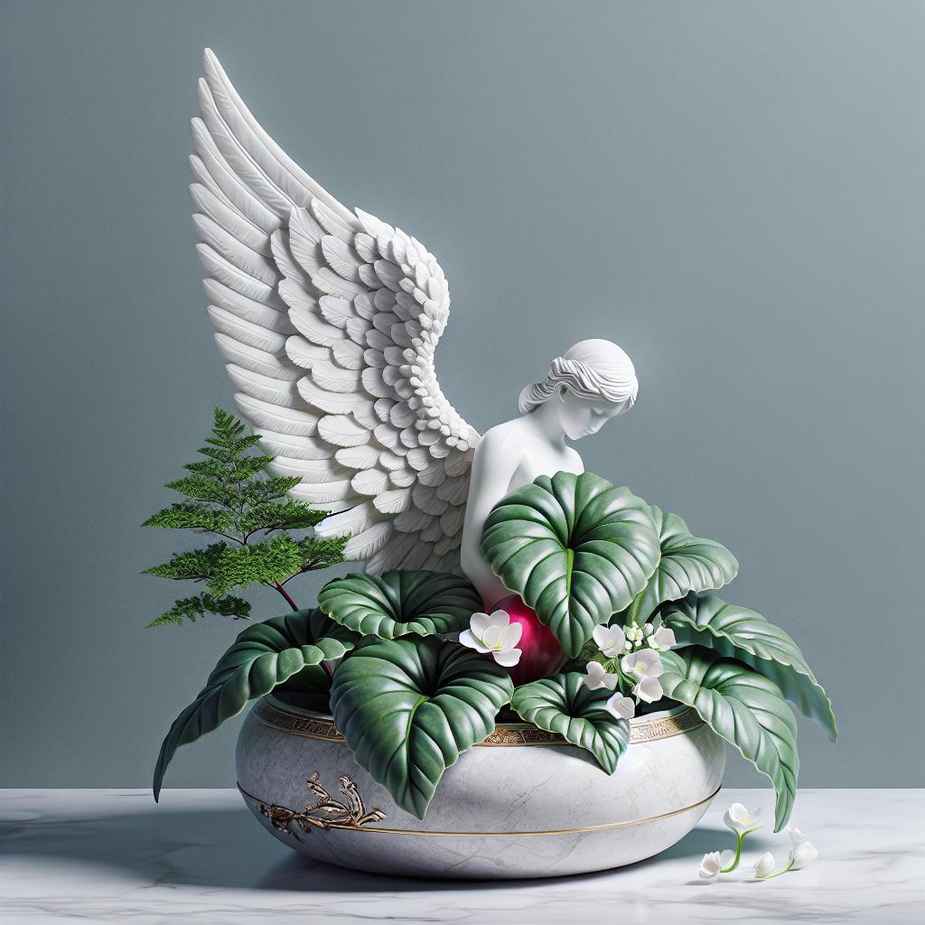 Imagen de una Begonia ala de ángel en un lugar con energía positiva según los principios del Feng Shui