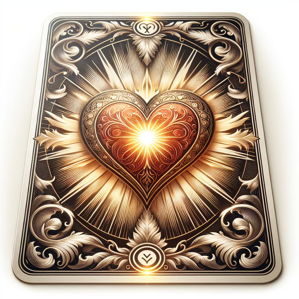 Imagen del Ás de Corazones, una carta del tarot que simboliza el amor y la apertura del corazón en el camino espiritual.