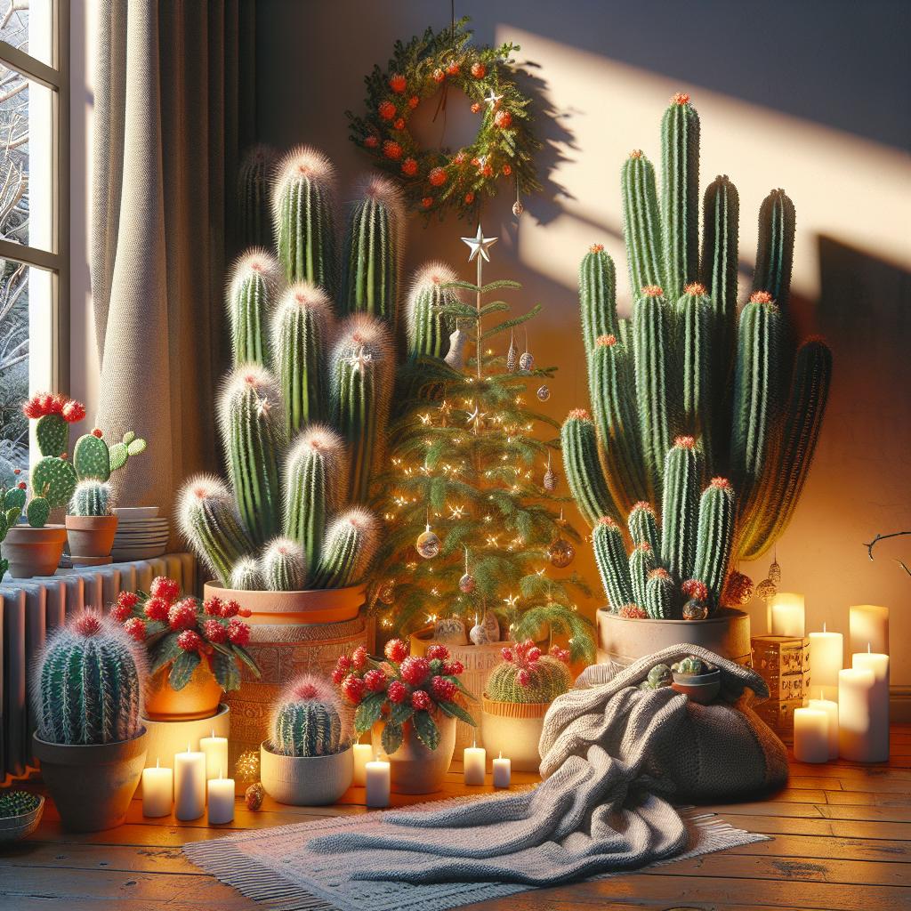 Imagina un rincón lleno de cactus de Navidad vibrantes y prósperos, atrayendo abundancia y buenas energías a tu hogar.