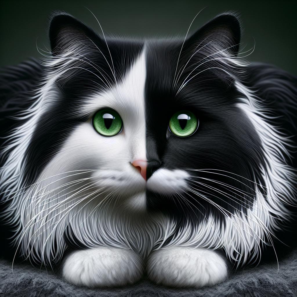 Foto de un gato de color blanco y negro, ilustrando la diversidad de colores de pelaje en los felinos domésticos.