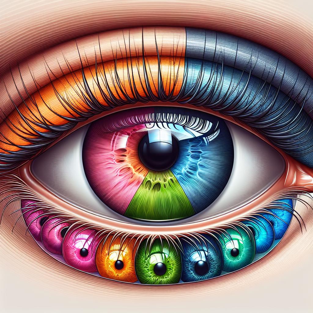 'Ilustración de un ojo con diferentes colores para representar las distintas personalidades según el color de ojos.'