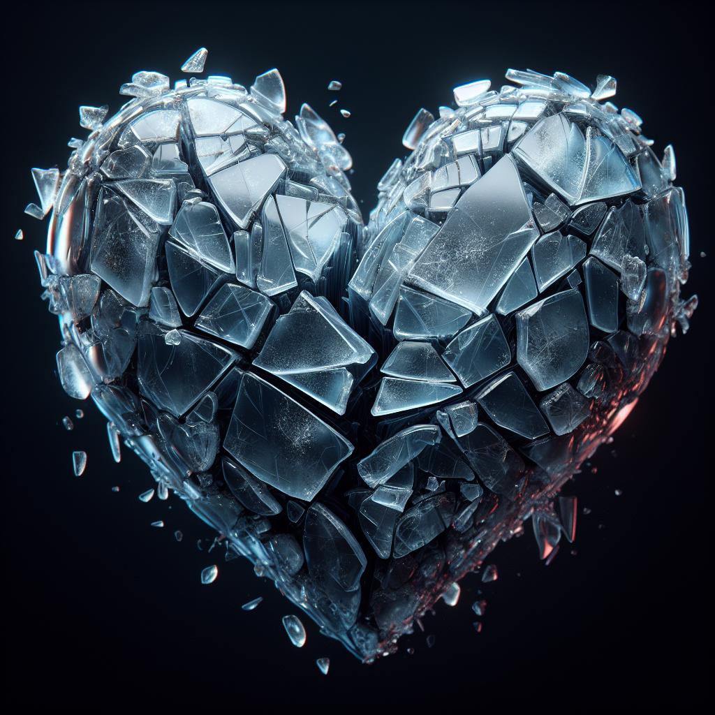 Imagen de un corazón hecho de cristal roto, simbolizando un corazón quebrantado en sentido bíblico.