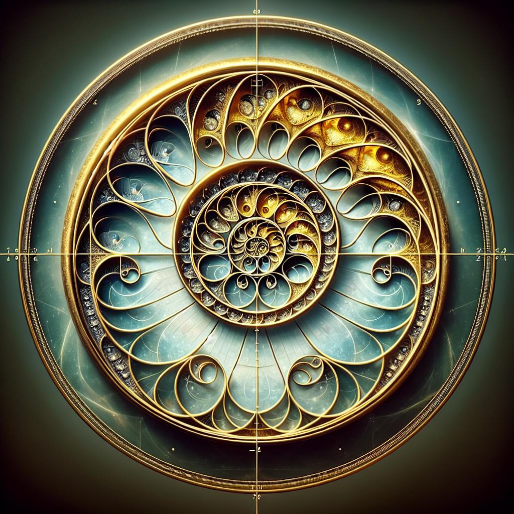 Representación visual del concepto espiritual de la espiral de Fibonacci en un artículo sobre simbolismo y geometría sagrada.