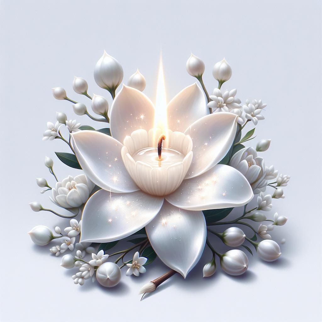 Imagen de una Flor de Cera con petalos blancos y brillantes, simbolizando pureza y renovación espiritual.