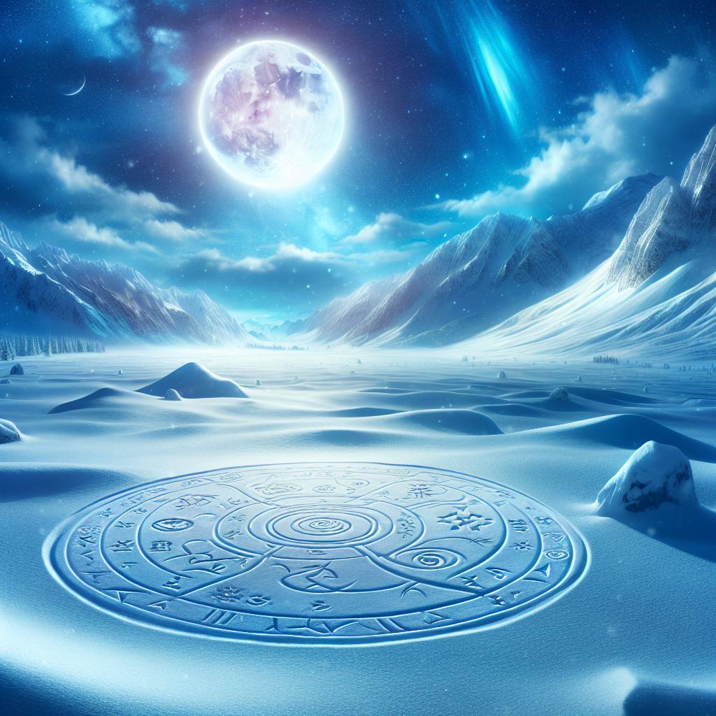 Imagen representativa de la simbología espiritual de la Luna de Nieve en la cultura ancestral.