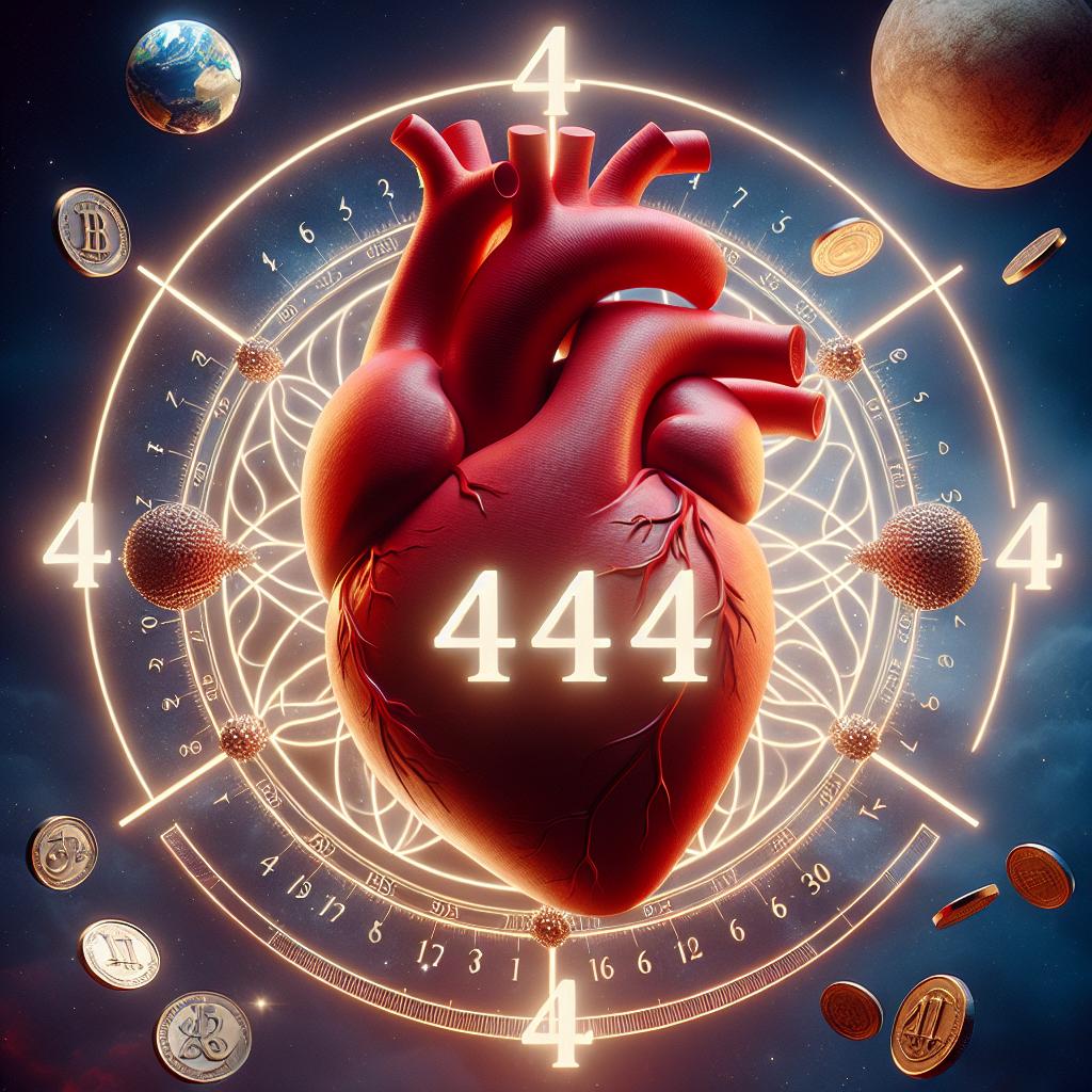 Imagen representativa de la numerología del número 444, destacando sus influencias en el amor, el dinero y la compatibilidad.