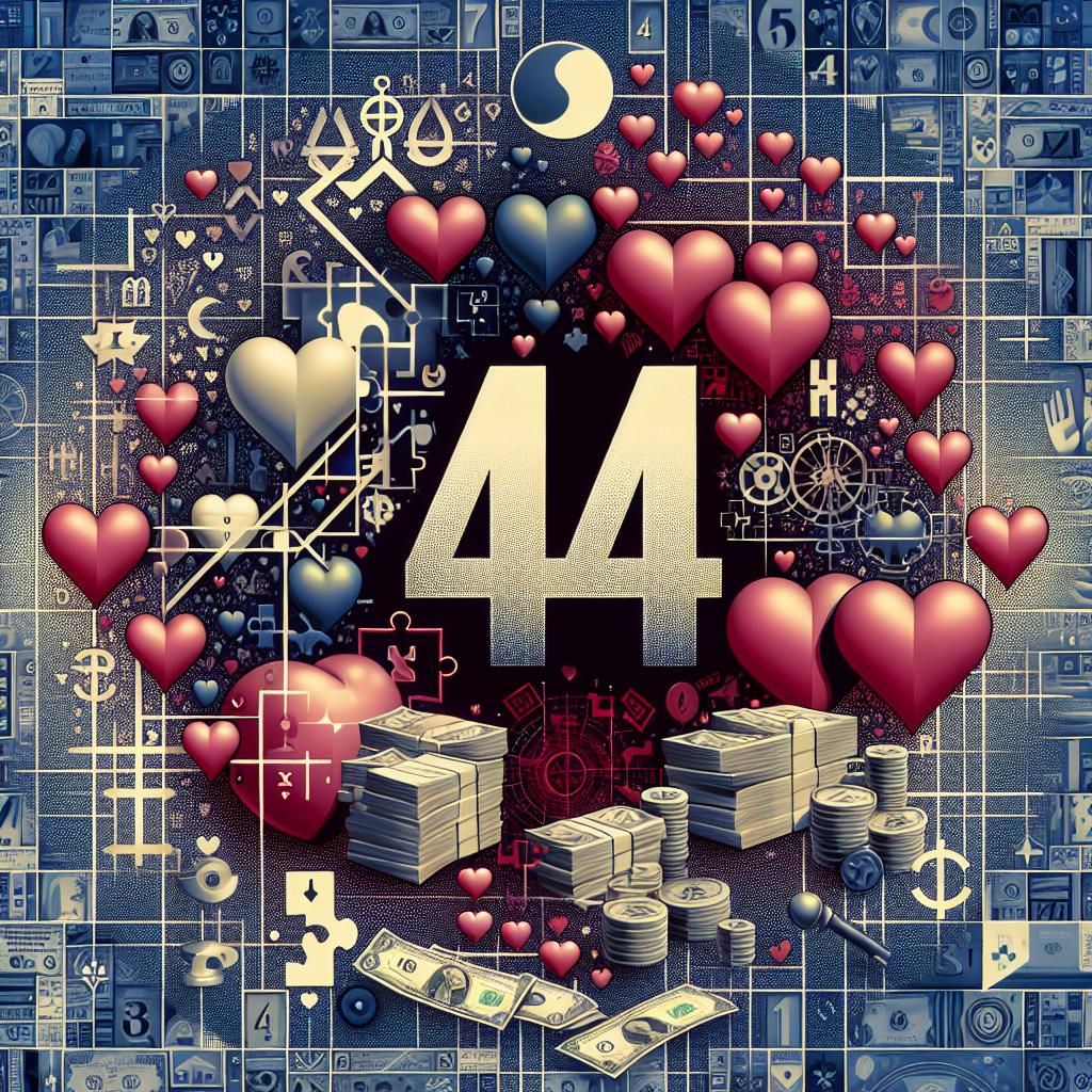 Imagen ilustrativa del número 444 en numerología, enfocada en amor, dinero y compatibilidad.