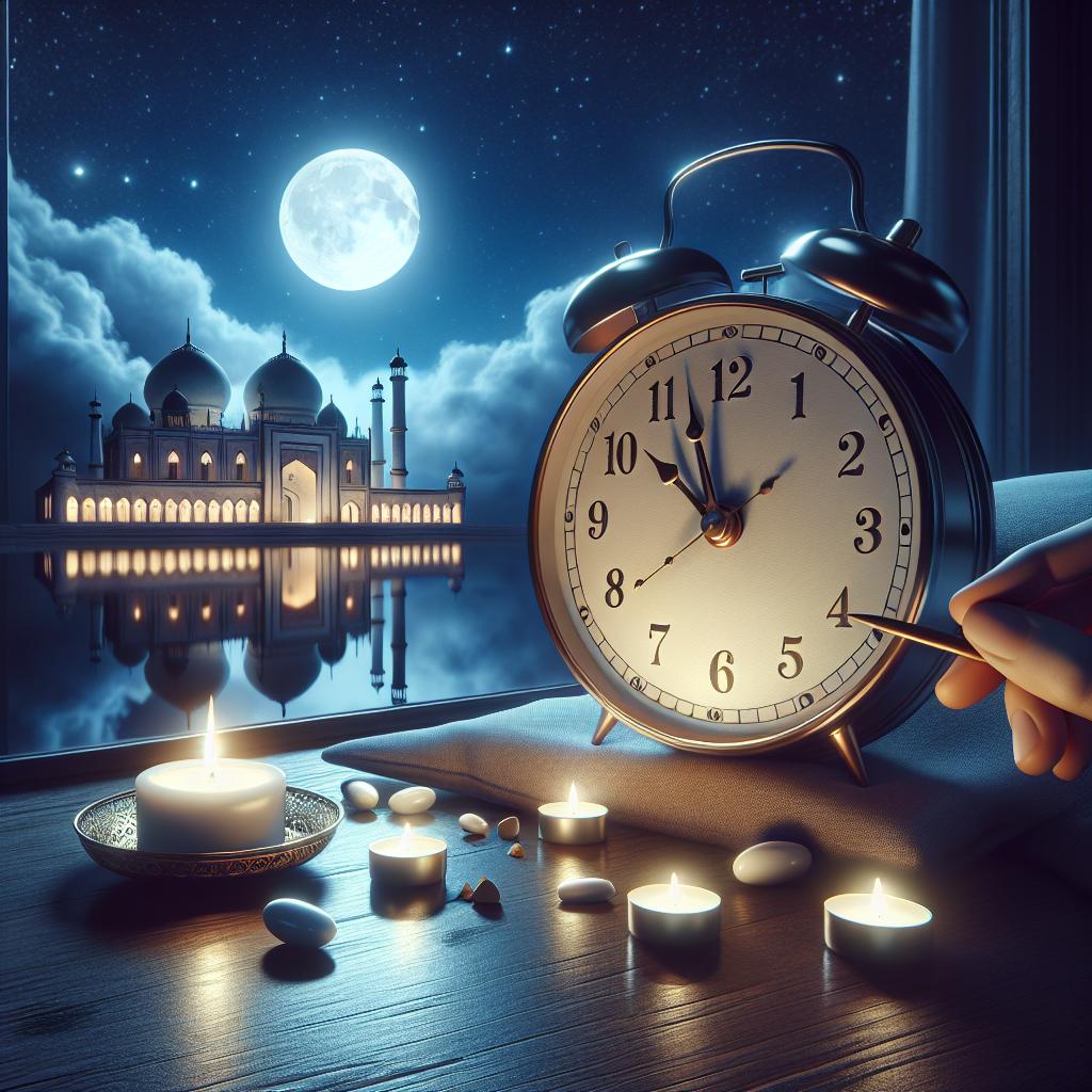 Imagen de un reloj marcando las 9:12 PM, simbolizando la noche y el momento de reflexión espiritual.