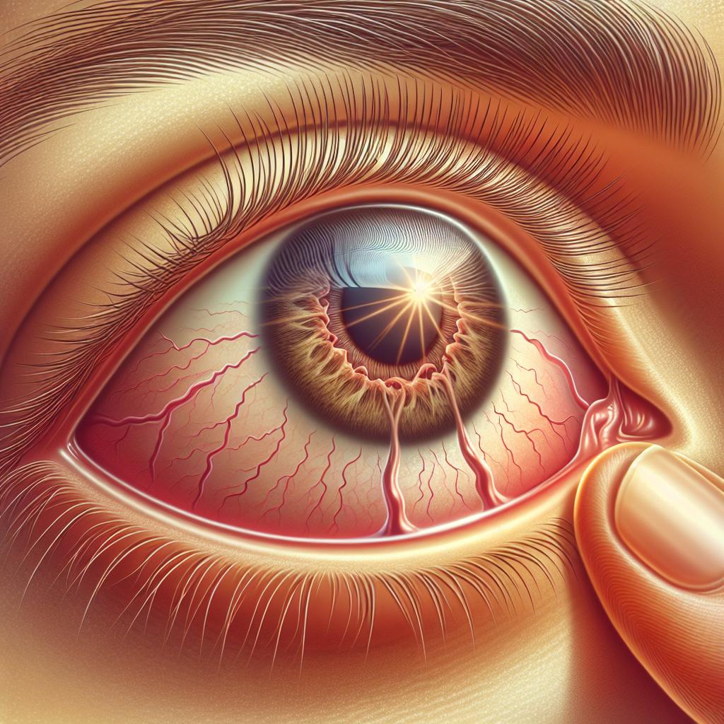 Imagen ilustrativa de un ojo con un orzuelo, simbolizando el malestar físico y la búsqueda de sanación espiritual.